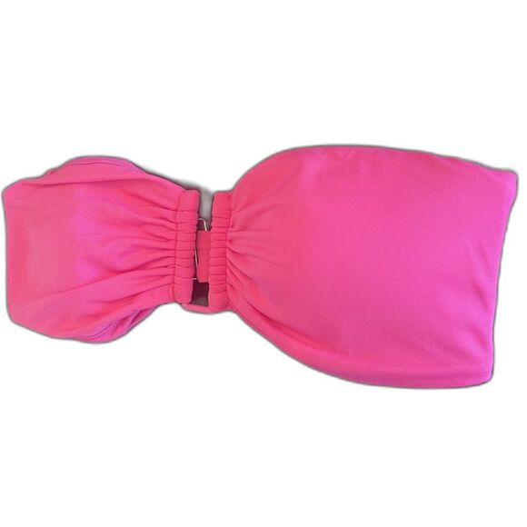 NWT VIctoria's Secret Swim Bikini Top MEDIUM Hot Pink Bandeau Attachable Strap - Picture 1 of 11
